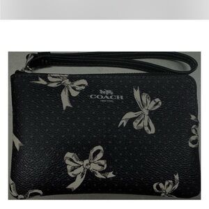 Coach Black and White Bow Wristlet